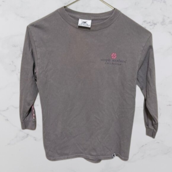 Simply Southern Gray Long Sleeve Tee Youth Small - Picture 1 of 5